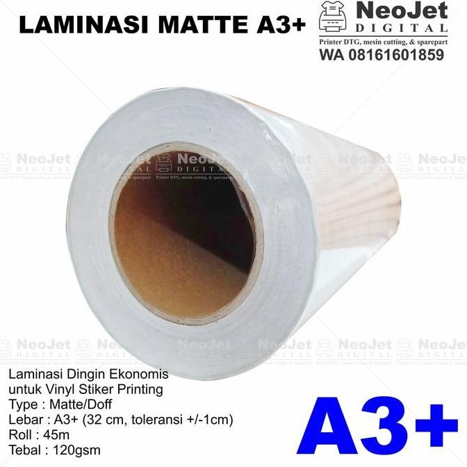 

TERMURAH - Laminasi Dingin Matte Doff Buram 120 gsm A3+ Roll 45m mate 50 Yard