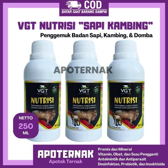 Vgt Nutrisi Sapi Kambing 250 Ml | Vgt Sapi Penambah Adg Instan | Vgt Ternak Sapi Kambing Domba