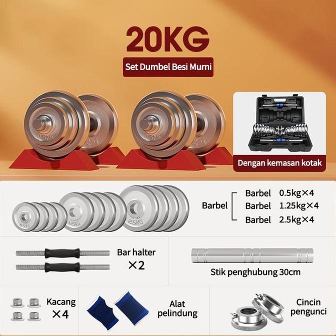 Murah Dumbbell Fitnes Rumahan, Dumbbell 20Kg, Dumbbell Besi, Khusus Fitnes