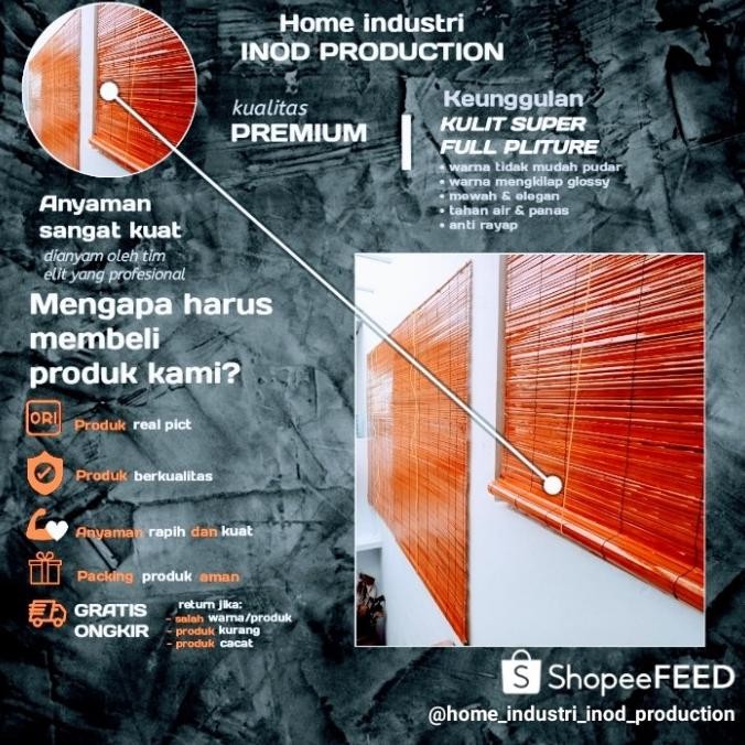 Kerai Bambu Kulit Sawit Full Pernis New Stok