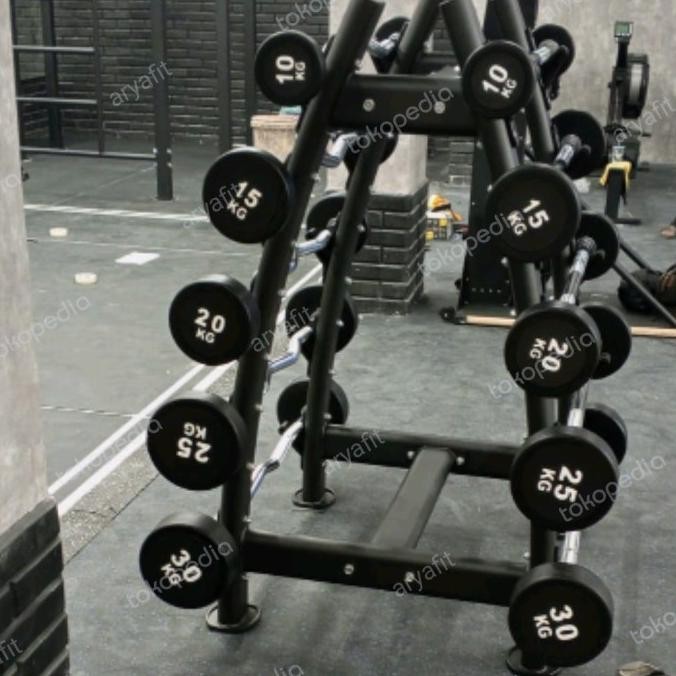 Murah Straight &Curl Barbell Set Include Rack
