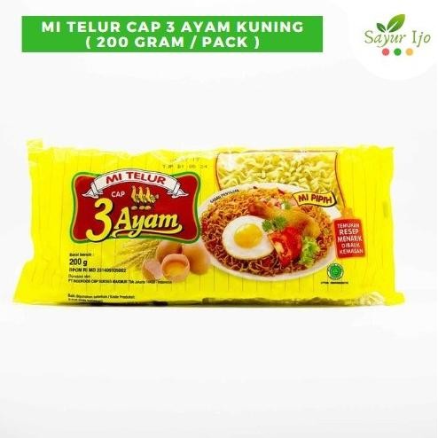 

Terlaris Mi Telur Cap 3 Ayam Kuning 200 Gram / Pack Mie Telor Kemasan