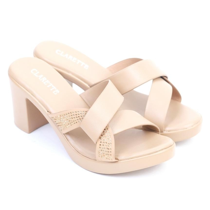 Best Clarette Sandal Heels Clarette Zena Cream Krem Brown Cokelat