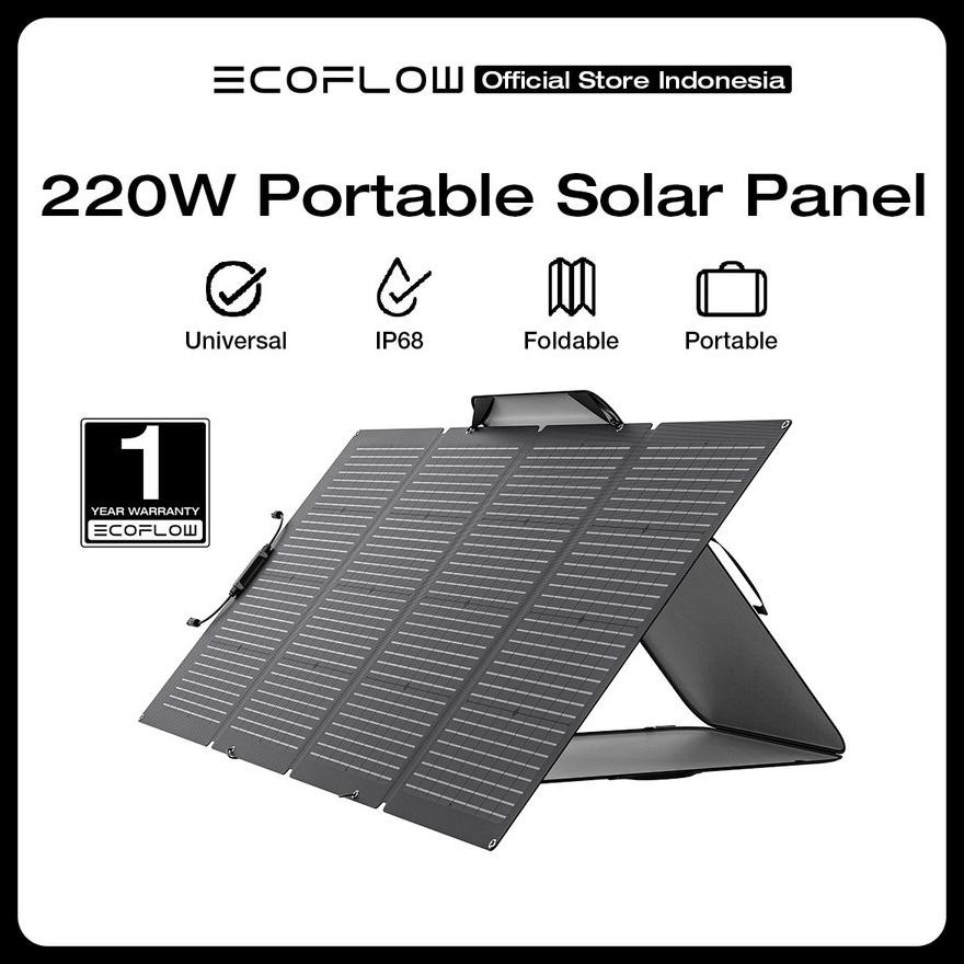 WAGI EcoFlow NextGen 220W Bifacial Portable Solar Panel - Panel Surya Lipat Dua Sisi Foldable Untuk 