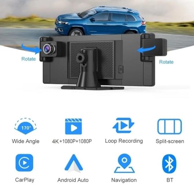 New CAR DVR / DASHCAM 3 CAMERA 10.26" 4K  + GPS + WIFI, Support Android Auto, Apple Car Play & Mirro
