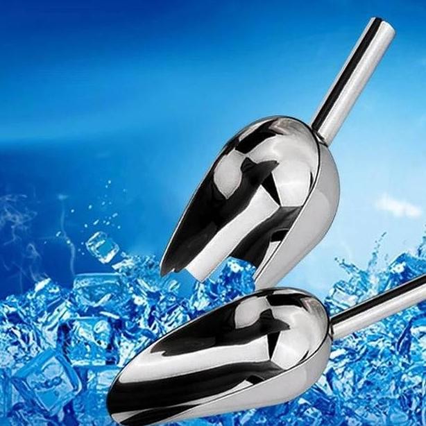 

Terlaris Ice Shovel Stainless Tebal Dengan Ring Cantelan / Ice Scoop / Sekop Es Batu / Sekop Beras Tepung