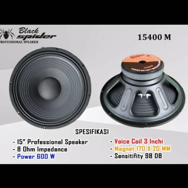 Asli Speaker 15 inch BLACK SPIDER 15400 M / 15400M 600 watt