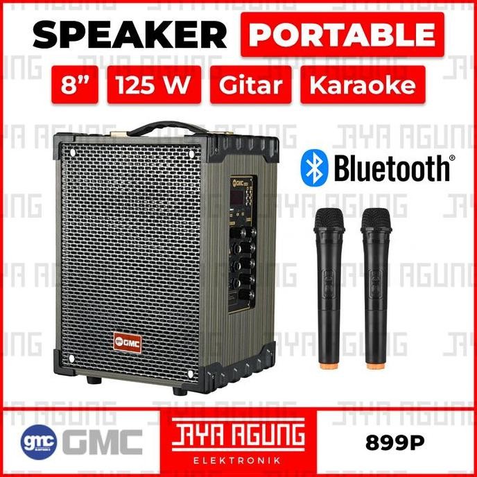 Asli Speaker Aktif Gitar Bluetooth High Power Karaoke 2 Mic GMC 899P 899 P