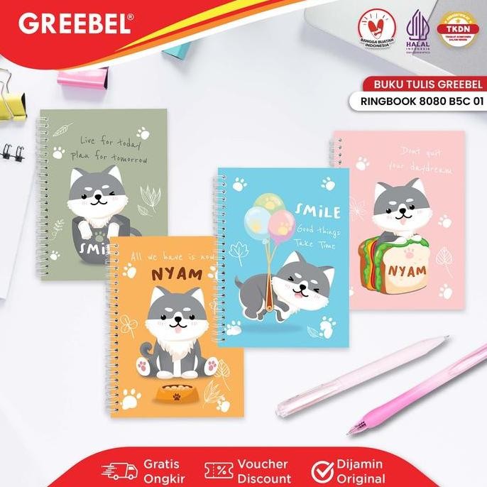 

SALE! GREEBEL RING BOOK / BUKU TULIS / AGENDA / BUKU CATATAN SPIRAL NOTE BOOK / RING BOOK 8080 B5C 01 / 80 HALAMAN