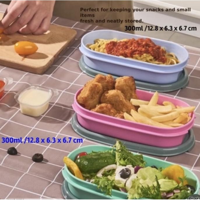 Tempat Makan Tupperware Slim Oval Keeper @300Ml 1 Pc Asli