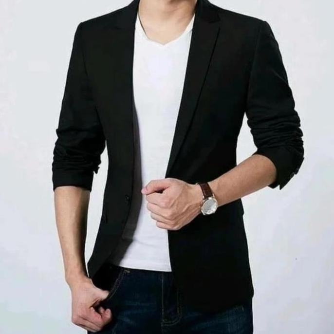 BLAZER JAS PRIA CASUAL HITAM BIG SIZE JUMBO XXL DAN XXXL murah