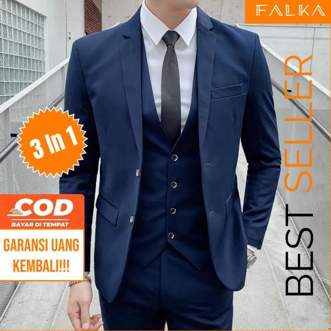 3 In 1 Set Jas Pria Tuxedo Pria Setelan Jas Pria Formal murah