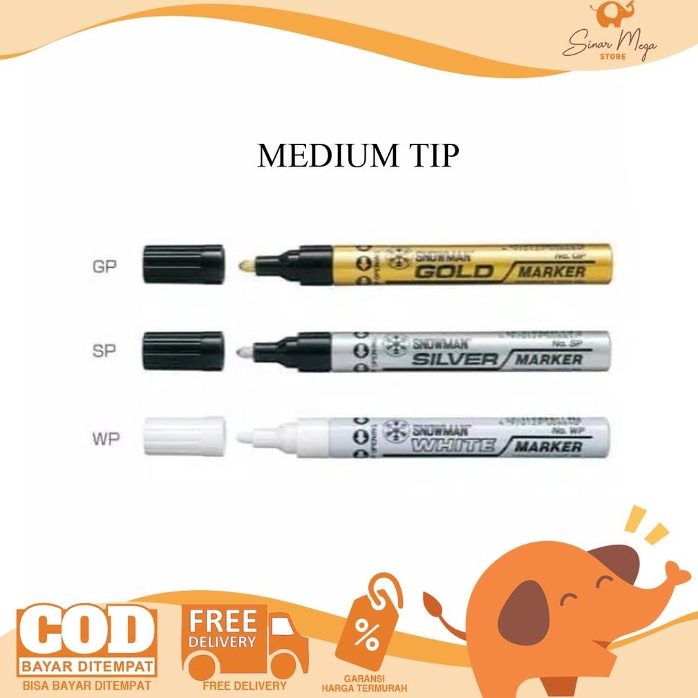 

rt-69 dgf-4 Snowman Paint Marker Gold, Silver & White Medium (Besar) Spidol Permanent Permanen Original Original