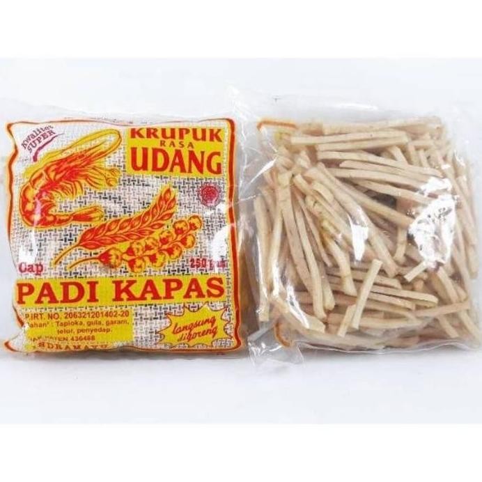 

Terlaris Kerupuk Udang Mentah Merk Padi Kapas Besar / Kancing / Stick 250Gr