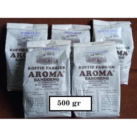 

ready stock KOPI AROMA BANDUNG 500 GR - ARABIKA / ROBUSTA FRESH ASLI Giling Halus / Medium / Kasar / Biji