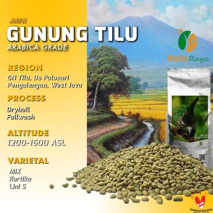 

ready stock arabica green bean gunung tilu dryhull process 1kg