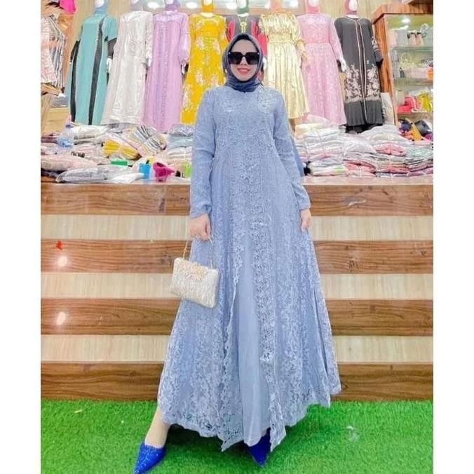 [COD] NEW Gamis Pesta Brokat Import // Dress Kebaya Brokat Import Pesta Super Cantik//Gamis Wanita S