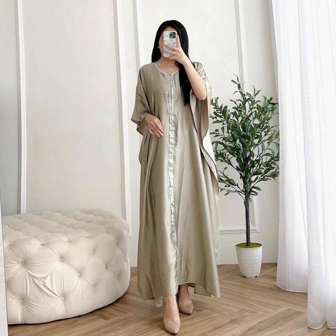 Gystore - Kaftan Satin Silk Muslim Wanita Lebaran Dress Gamis