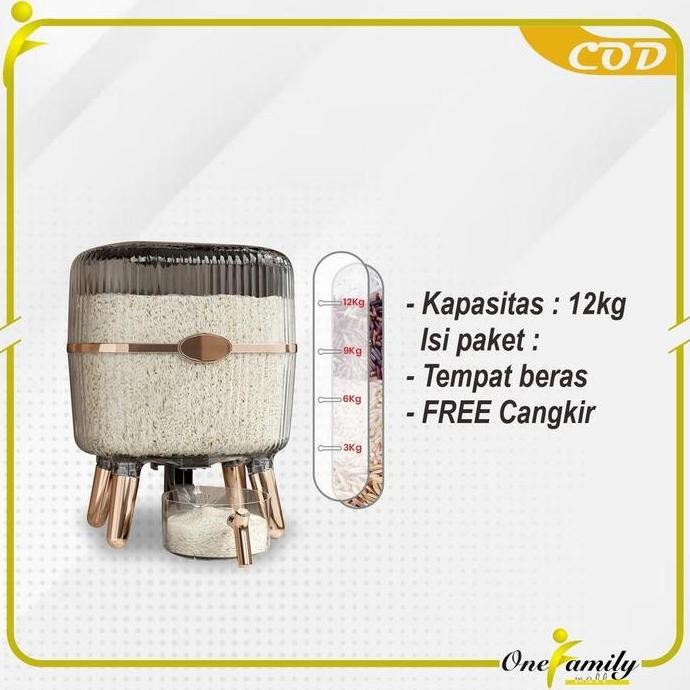 

Terlaris One-C841 Dispenser Beras 12Kg Tempat Beras Estetik / Kotak Penyimpanan Makanan Kacang Tepung / Wadah Beras Rice Box Storage Perlengkapan Dapur
