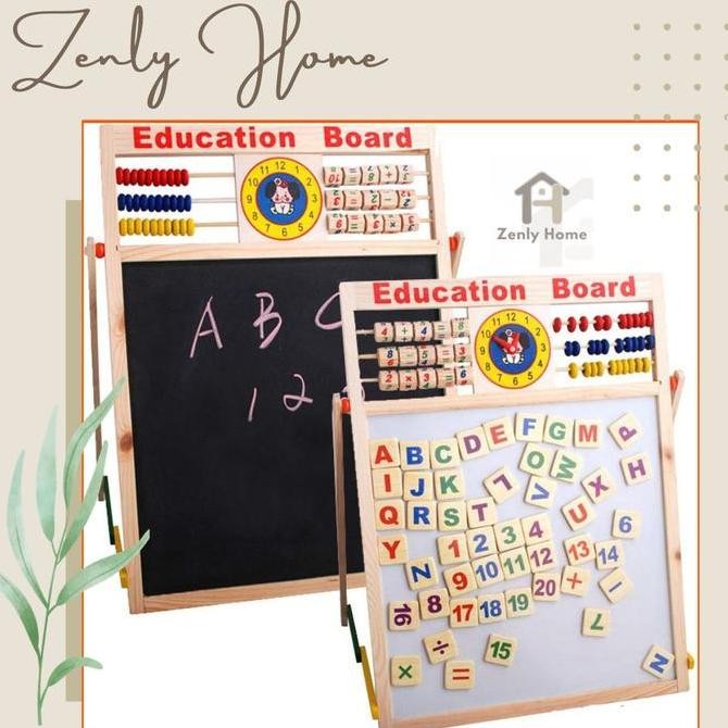

baru !!! Zen057- Papan tulis education magnet board magnet 2 sisi 2in1 besar/white n black board