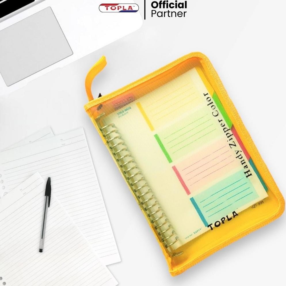 

ty-65 As23 TOPLA Binder Note Book Zipper A5 BNT-998 / Buku Catatan 20 Ring Besi Resleting Warna Murah Premium Hemat