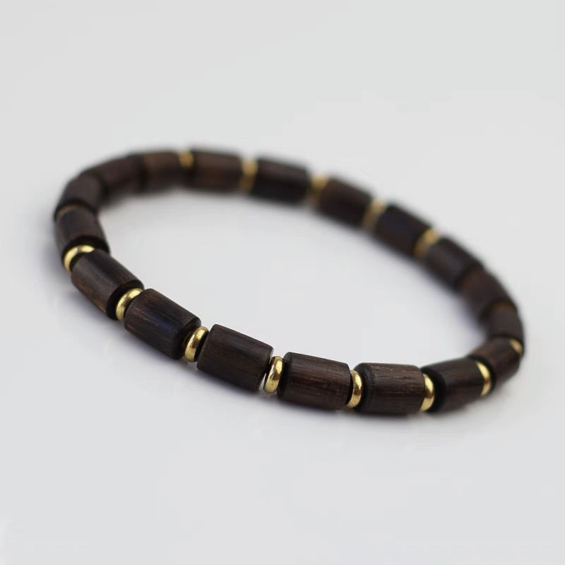 Gelang Gaharu Alami8m Barel Manik-manik Kayu Buddha Manik-manik Bahan Tua Hitam Gelang Cincin Tungga