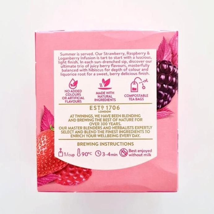 

ready stock Twinings Strawberry, Raspberry & Loganberry 10 Tea Bags