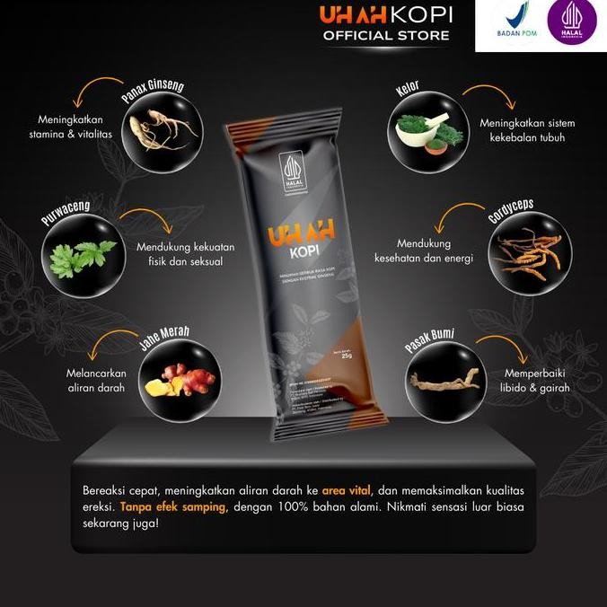 

ready stock UH AH Kopi Gingseng - 1 Sachet | Kopi Stamina Premium untuk Vitalitas Pria dan Energi Optimal | UHAH