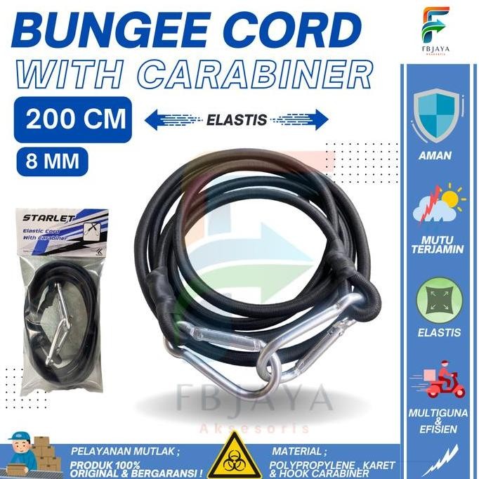 Elastic cord with carabiner heavy duty tali pengikat barang premium bungee cord murah