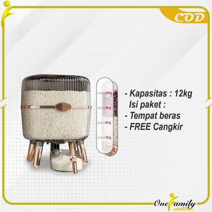 

Terlaris One-C841 Dispenser Beras 12Kg Tempat Beras Estetik / Kotak Penyimpanan Makanan Kacang Tepung / Wadah Beras Rice Box Storage Perlengkapan Dapur