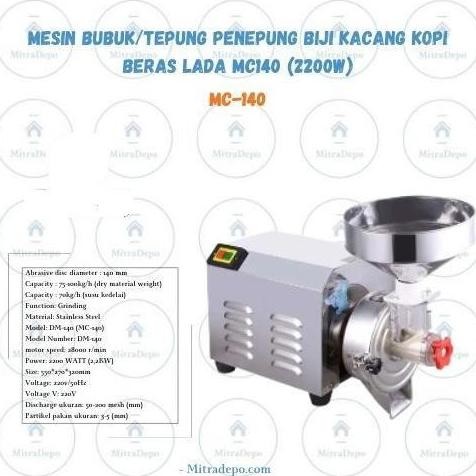

Terlaris Mesin Bubuk/Tepung Penepung Biji Kacang Kopi Beras Lada Dm140 (2200W)
