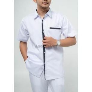 Baju Dinas Hitam Putih Polos / Baju Dinas Hitam Putih Asn Pria Panjang Seragam Kerja Safety New Stok