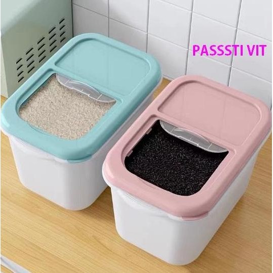 

Terlaris Kotak Penyimpanan Kacang Tepung Makanan Tempat Beras Isi 7,5Kg Model Sliding Rice Box Storage Dengan Tutup Plastik