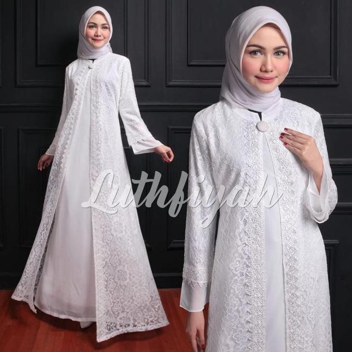 GAMIS BRUKAT LEBARAN 2022 MODEL GAMIS TERBARU REMAJA MEWAH BROKEN WHITE MODEL BUKAAN BELAH DEPAN Pol