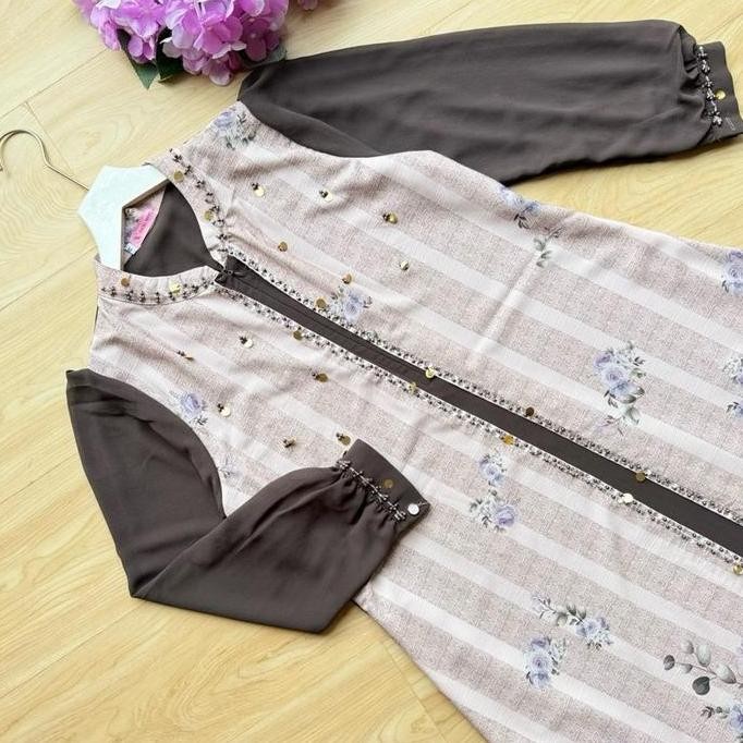 NNfashion ~ AURORA Dress Gamis Remaja anak Ied Lebaran Wanita Muslimah Syari Remaja Payet Outer  Pan