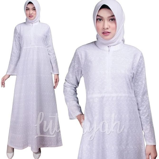 GAMIS PUTIH JUMBO / GAMIS UKURAN  5L 6L 7L /GAMIS  KATUN JEPANG BERMOTIF BORDIR Katun Polos Hitam Pu