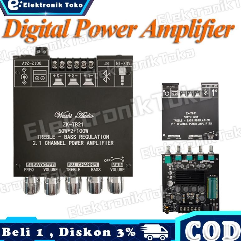 ZK-TB21 ZK-MT21, 50W X 2 Bluetooth 5.0 papan Amplifier Digital Subwoofer Speaker AUX Audio Stereo mo