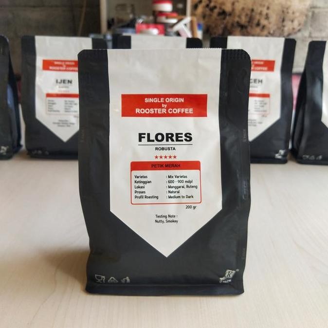 

] Kopi Robusta Flores 200 gr Petik Merah Biji atau Bubuk by Rooster Coff