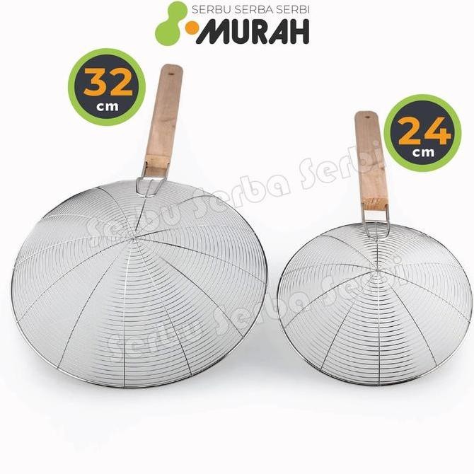 SEROK JUMBO - SEROK MASAK / Saringan Serok Gagang BAMBU - Strainer Frying H85