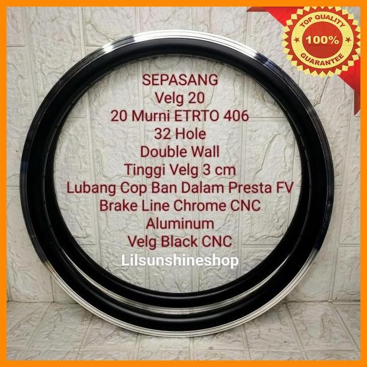 [LSS] VELG RIM 20 MURNI 406 GTS-TEC DOUBLE WALL 3CM 32H 36H SEPEDA LIPAT BMX