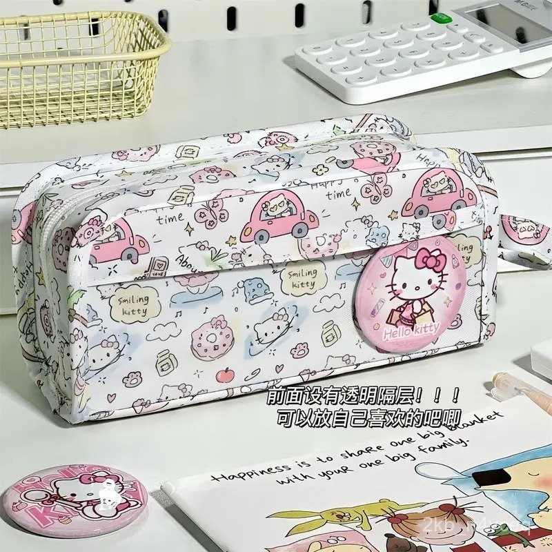 

Hello Kitty Pencil Case Drawstring Cartoon Pen Bag Large Capacity Women Students School Stationery Storage Kids Kawaii Pen Box DVKZ