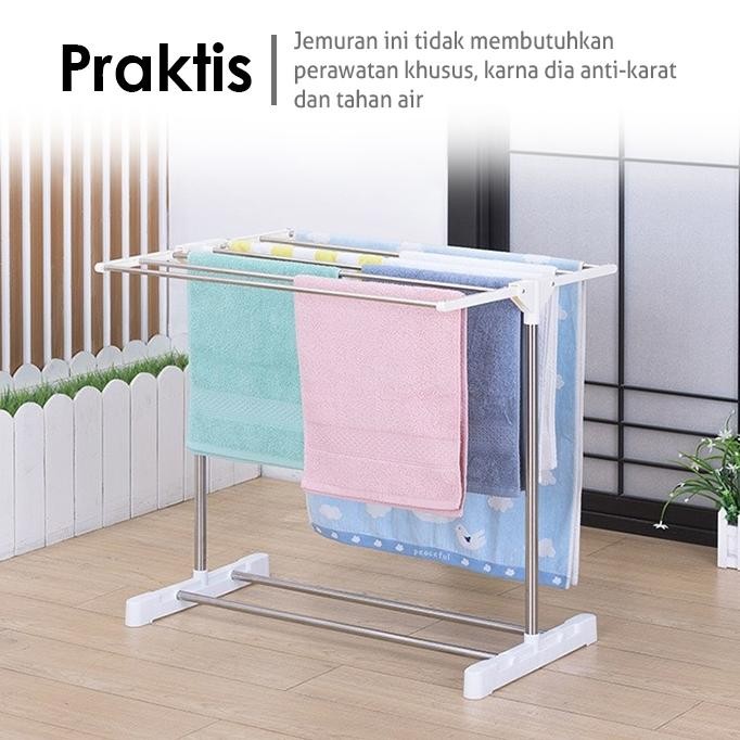 WK Rak Jemuran Handuk Gantungan Handuk Pakaian Rak Jemuran Handuk Stainlees Gantungan Lipat Serbagun