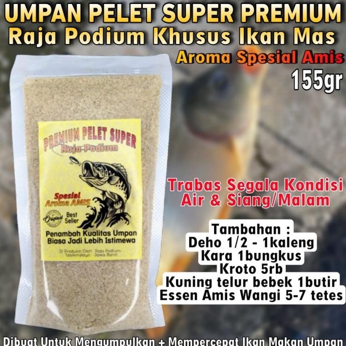 Terlaris Umpan Pelet Khusus Ikan Mas Raja Podium Aroma Spesial Super Amis 155Gr Paling Jitu, Umpan I