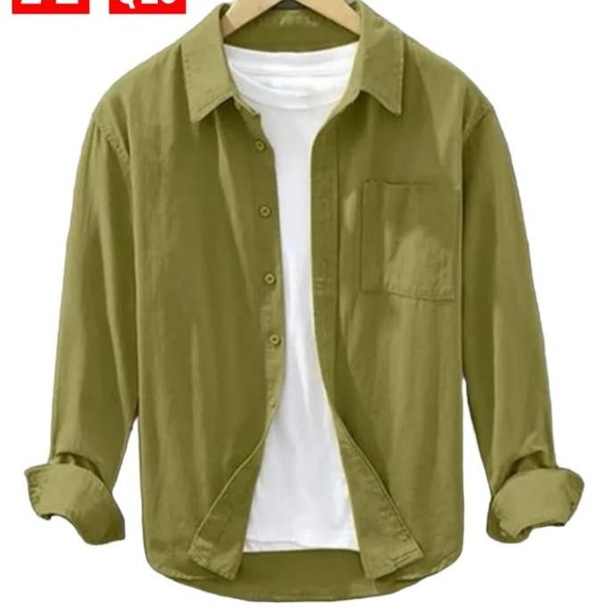 Kemeja uniqlo pria kemeja polos uniqlo lengan panjang