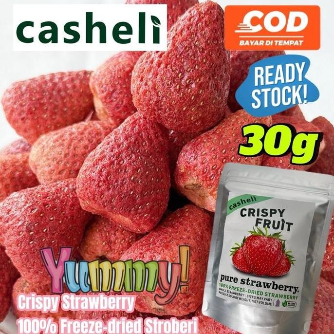 

casheli Strawberry Crispy Freeze-dried Strawberry Snacks Camilan Makanan Crispy Snacks Food Fruit Chips snack Cemilan