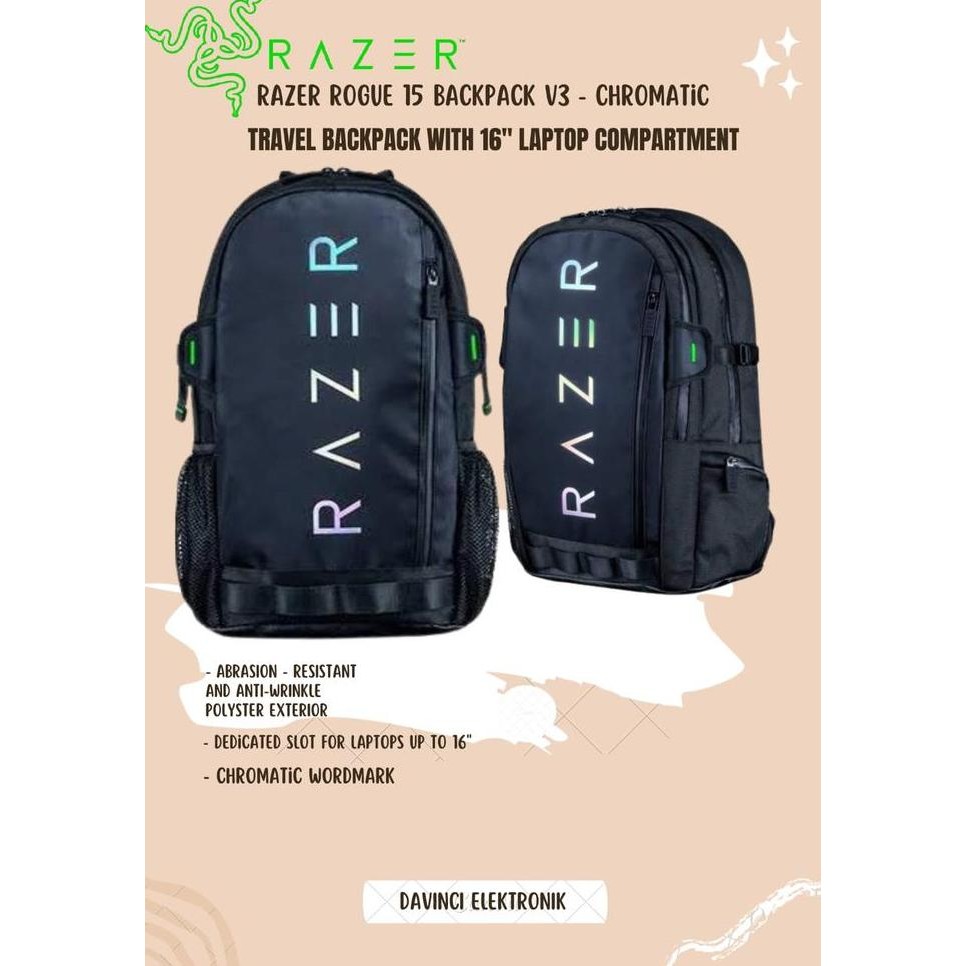 TERBARU - TAS RAZER ROGUE 15 BACKPACK V3 - CHROMATIC