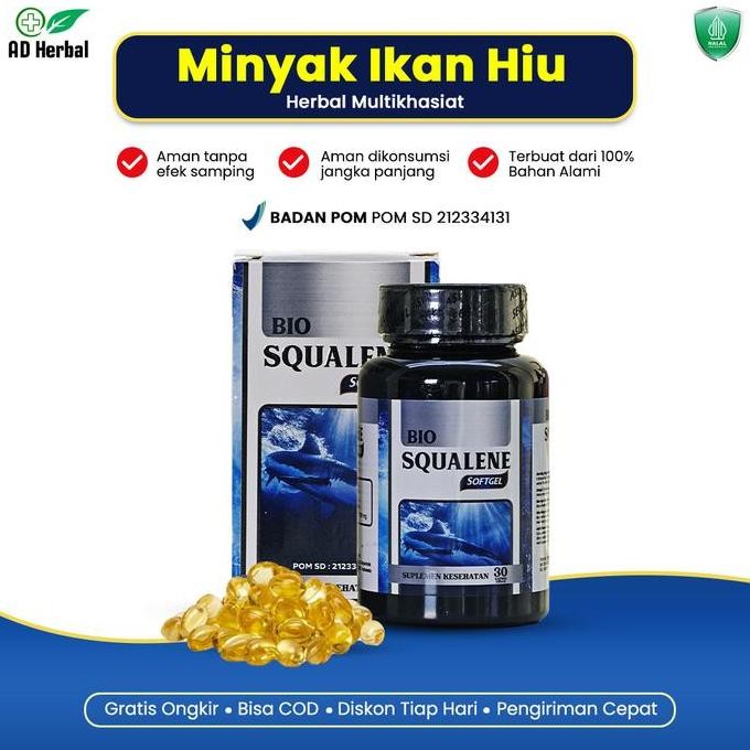 

Terlaris Bio Squalene - Vitamin Multikhasiat Pria & Wanita Herbal - Minyak Hati Ikan Hiu Asli Ori Omega 3 Epa Dha