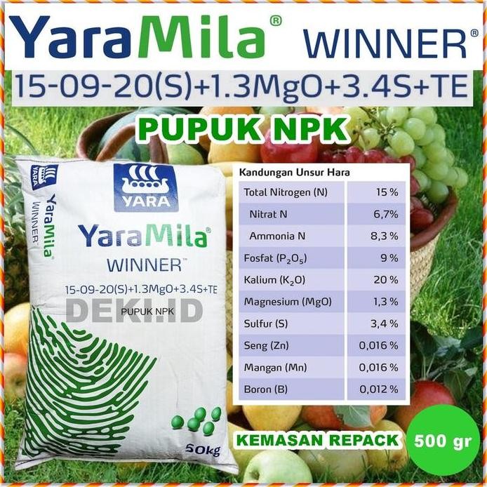 

Terlaris Pupuk Npk Yaramila 15 09 20 S Winner Winer 500 Gr Kemasan Repack Plus Magnesium Sulfur Boron Te