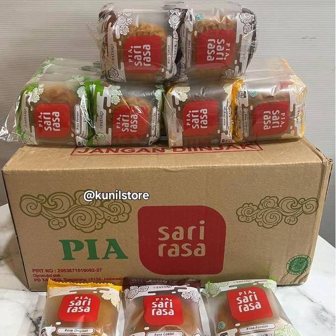 

[1 DUS/60BKS] Kue Pia Sari Rasa 3 varian rasa Coklat,Pandan dan Original. Food Cookies