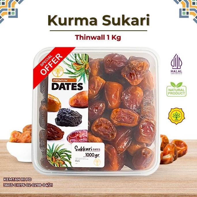 

Kurma Sukari 1 Kg Thinwall Kurma Raja Premium Original